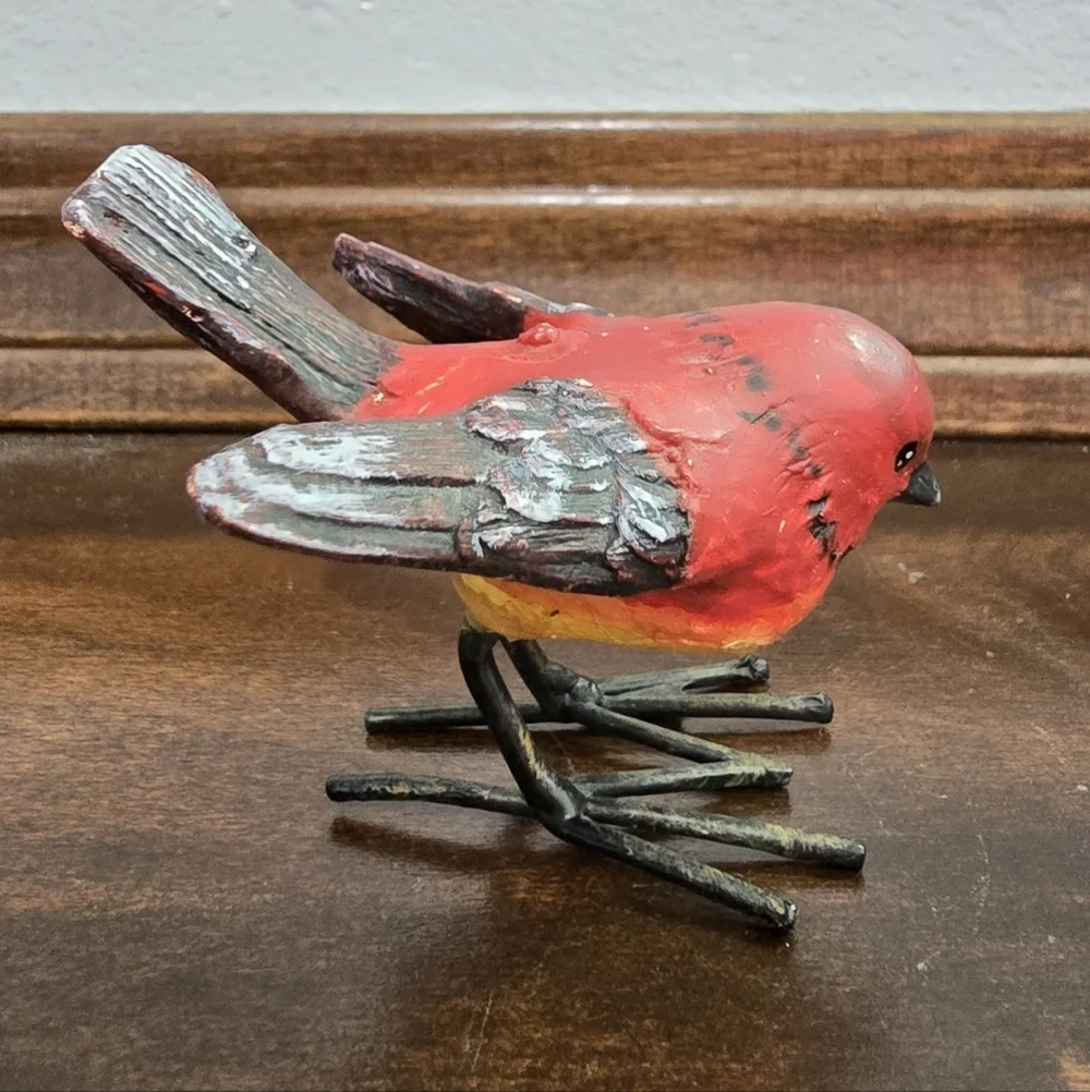Red Black And Yellow Decorative Bird Figurine Resin